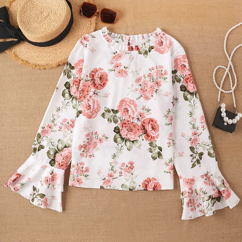 

Best-selling Women's Crew Neck Printed Lotus Sleeve Long Sleeve Top