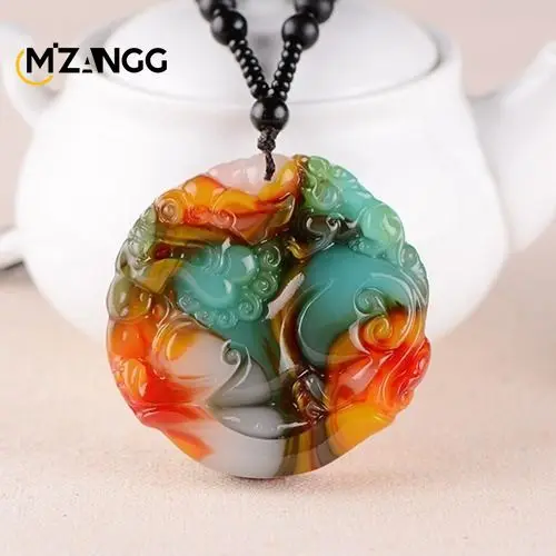Hotan الطبيعية اللون اليشم Pixiu قلادة اليد منحوتة الفاخرة حلية مجوهرات الرجال والنساء محظوظ تميمة مهرجان هدايا
