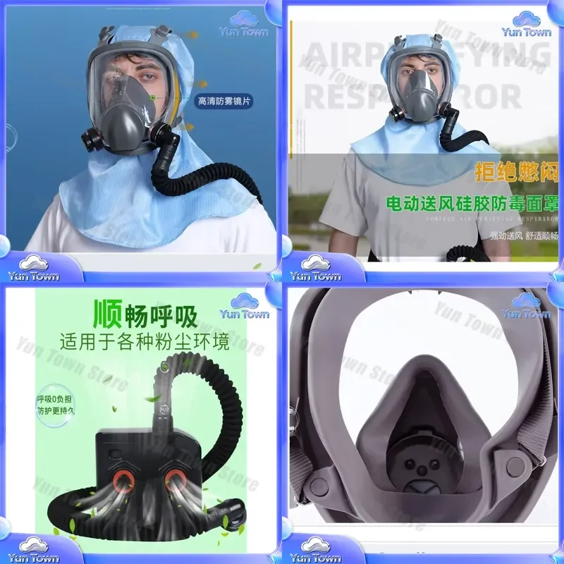 Electric Air Supply Mask for Respirator Protection Against Chemical Gas Spray Paint Industrial Dust and Viruses with