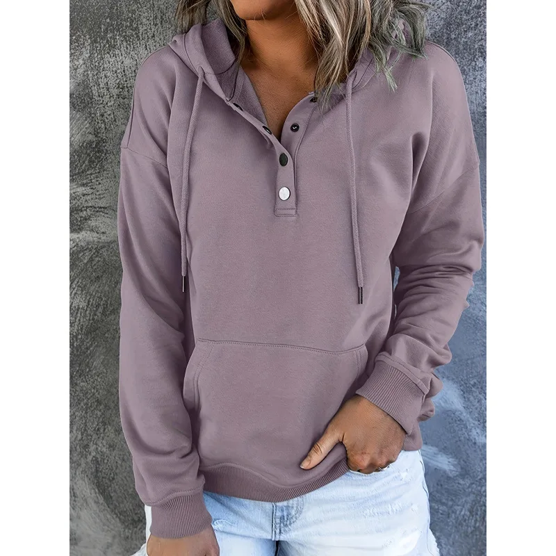 

Loose Casual Hooded Women's Sweatshirt Comfortable Streetwear Style Soft Cotton Crew Neck Pullover Top for Women