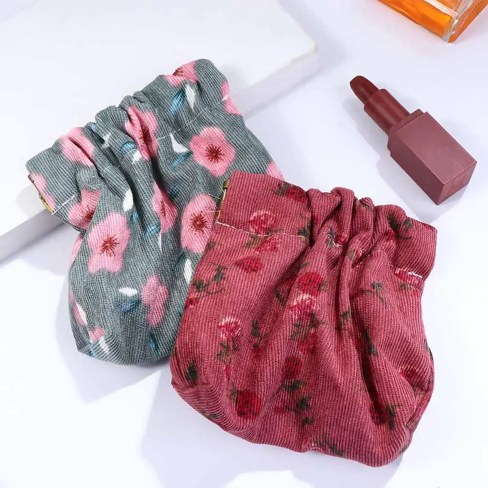 Small Item Bag Printing  Coin Money Bags Key Case Coin Purse Women Change Storage Bag Corduroy Spring Bag Lipstick Cosmetic Bag