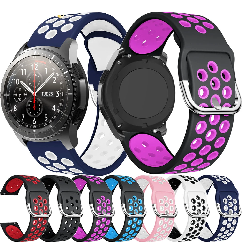 22mm silicone band for Samsung Galaxy Watch 46mm/Gear S3 Frontier/Huawei Watch GT GT2 46mm/Huami Amazfit GTR 47mm correa strap