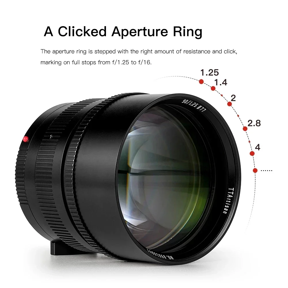 TTArtisan 90mm F1.25 Full Fame Lens for  M-Mount Cameras Like  M-M M240 M3 M6 M7 M8 M9 M9p M10