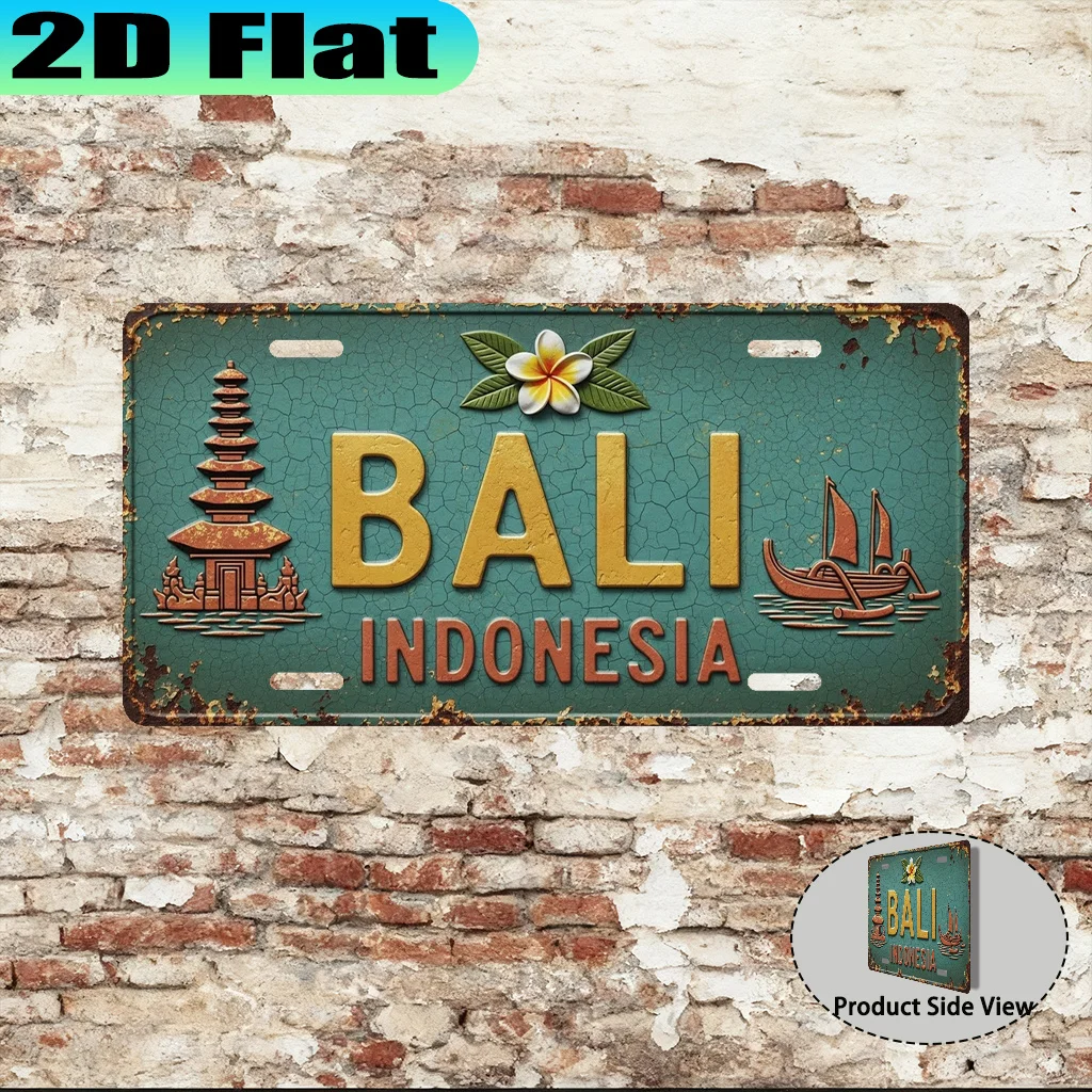 Badminton Indonesia - لوحة ترخيص معدنية مسطحة ثنائية الأبعاد