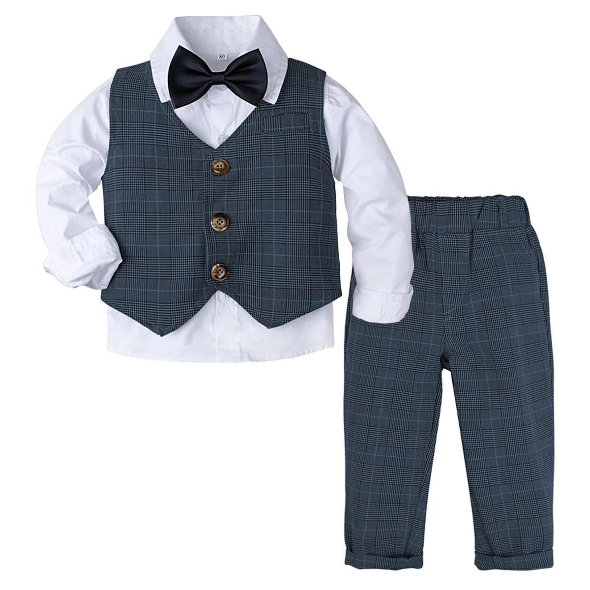 

Baby Toddler Formal Suit Flower Boys Wedding Classic Tuxedo Little Boy Gentleman Outfits Dress Shirts Waistcoat Jacket Pants Hat