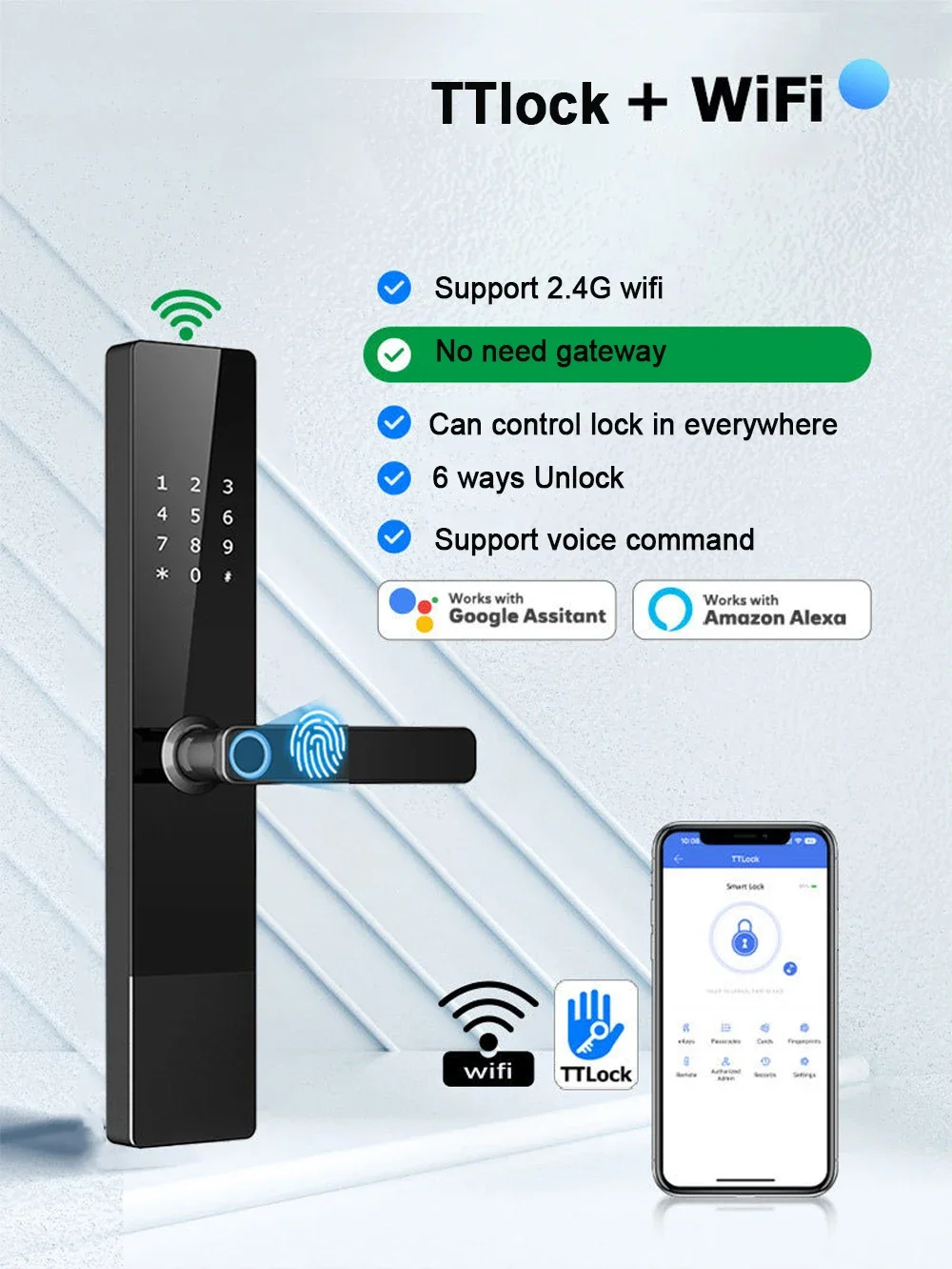 Slot van de Deur Keyless van het Handvat van de Deur van de Vingerafdruk van WiF