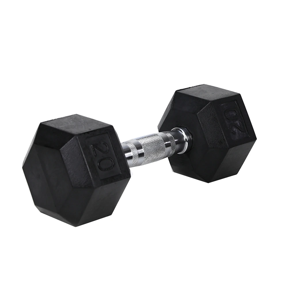 

20LB (1piece)HDRS Rubber Coated Solid Cast Iron Dumbbell with Contoured Chrome Handle, Hexagon Head adjustable dumbbells