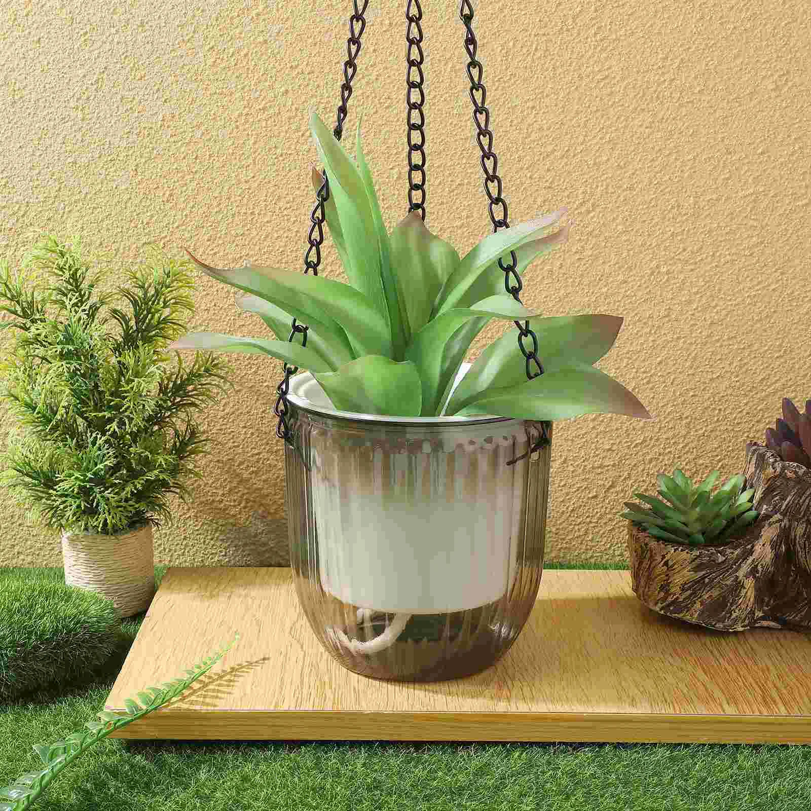 2 Pcs Hanging Basin Pots for Indoor Plants Baskets Green Dill Small Planters Plastic Raw Material Self Watering Transparent