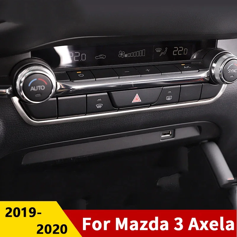 

For Mazda 3 Axela 2019 2020 2021 2022 2023 2024 2025 Accessories Car Dashboard Central control trim cover stainless steel