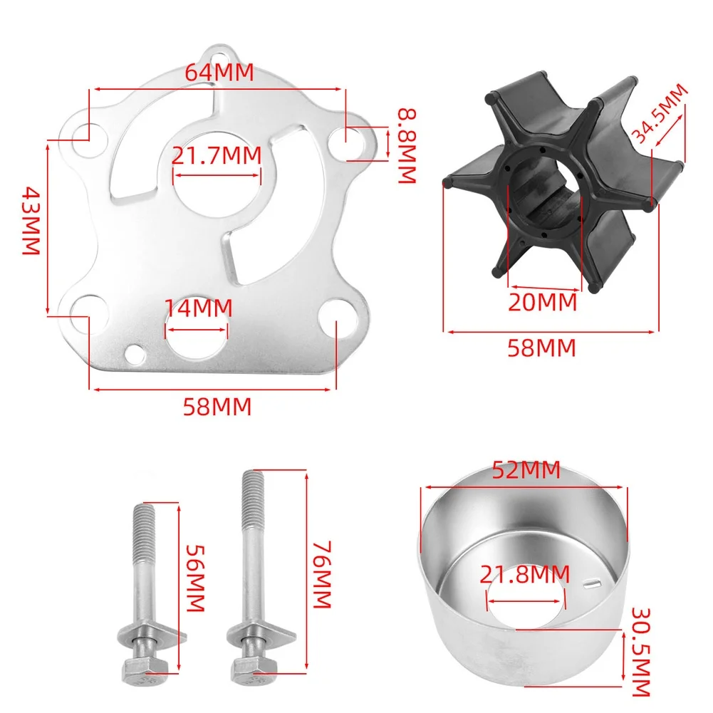 12PCS Water Pump Impeller Repair Kit 688-w0078-01 Marine Engine Motors Impelle 75-90HP Boat Parts & Accessories