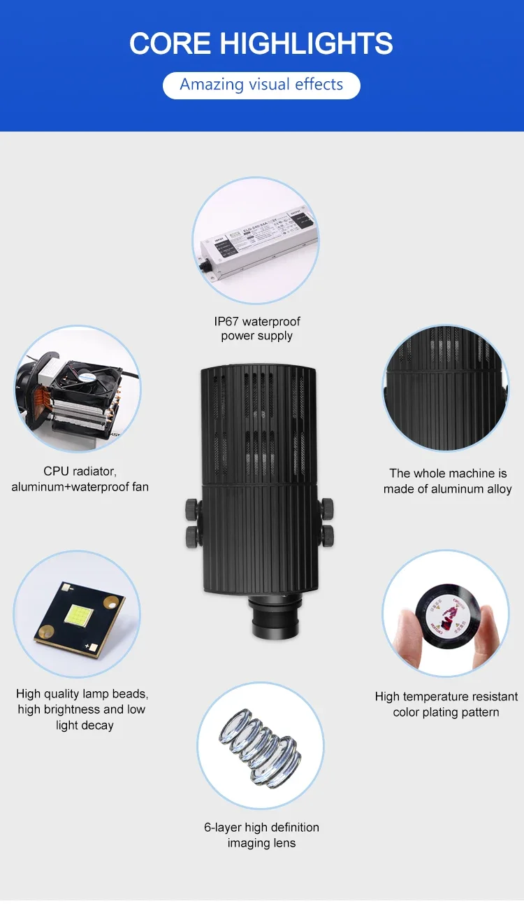 Outdoor Waterproof LED Logo Projector Light, Digital Advertising Projection Lamp for Outdoor Billboard Sign Display