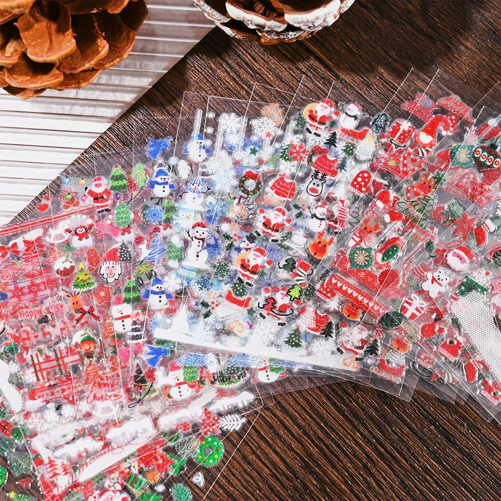 

30Pcs/Set Christmas 3D Nail Stickers Snowflake Snowman Santa Claus Elk Adhesive Decals Winter New Year Xmas Nail Art Decorations