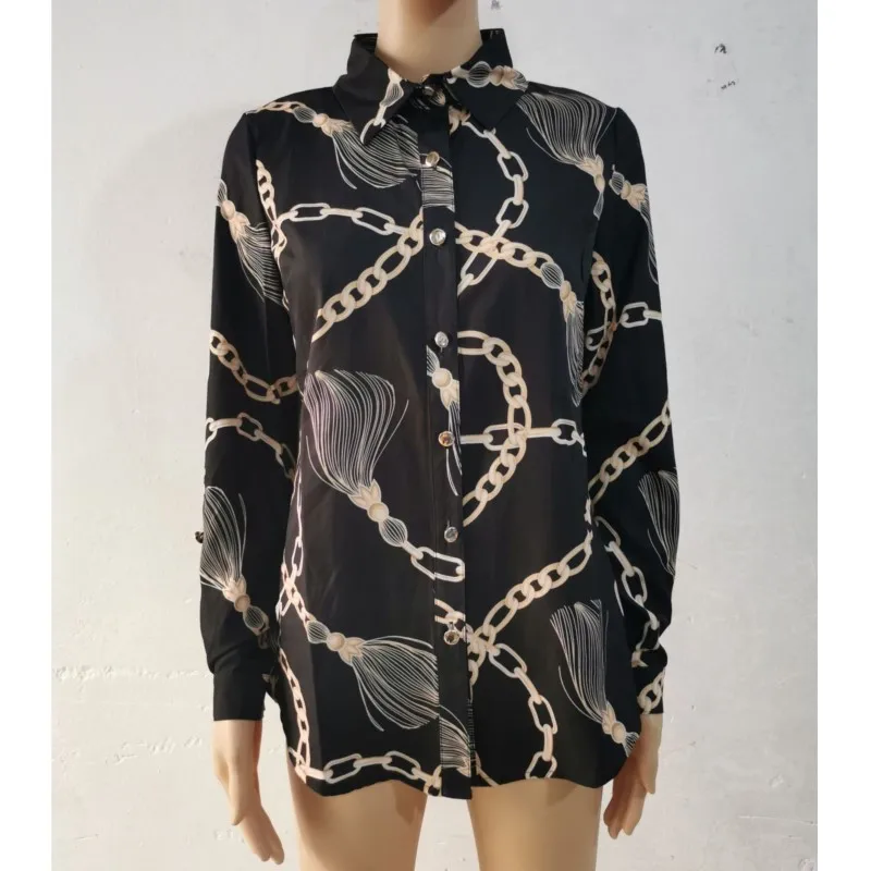 Femmes nouvelle chemise mode imprimé simple boutonnage à manches longues printemps été décontracté chemises amples pour les femmes haut