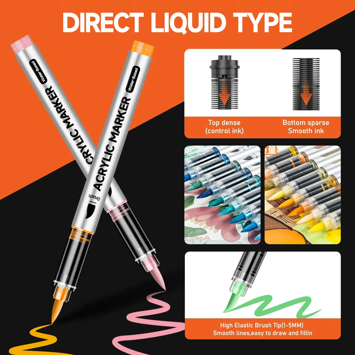 

Акриловый маркер с мягкой головкой, 12/24/36/48 цветов, большая емкость, прямая жидкая акриловая ручка, стекло, ручка для граффити «сделай сам»