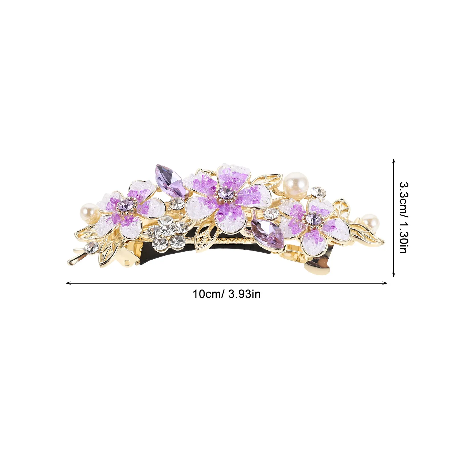 Rhinestone Flower Hairpin for Women French Style Alloy Bun Clips Large Claw Clip Messy Bun Holder Crystal Hair Barrettes Updo