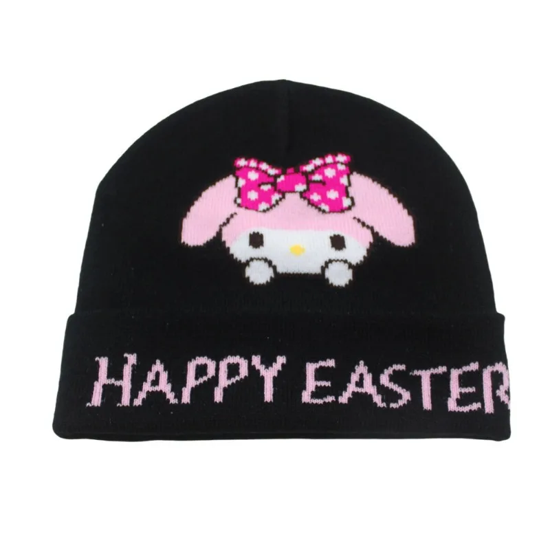 Sanurgente-Chapeau en laine polyvalent pour filles, figurines mignonnes CartoonGree, Hello Kitty, Kuromi Melody Cinnamoroll, chapeau d'hiver chaud, cadeau décontracté