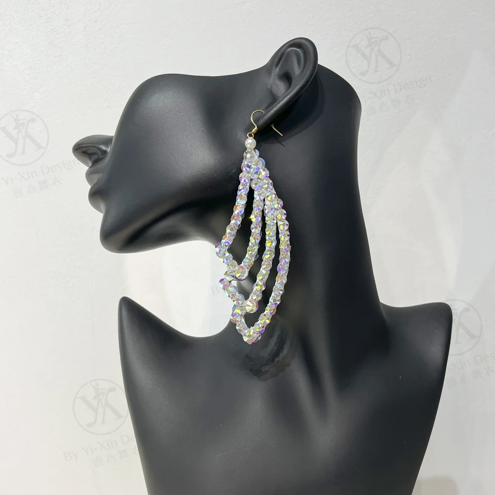 Orecchini personalizzati per spettacoli di danza latina, decorazione di danza del ventre, accessori per orecchie da palcoscenico