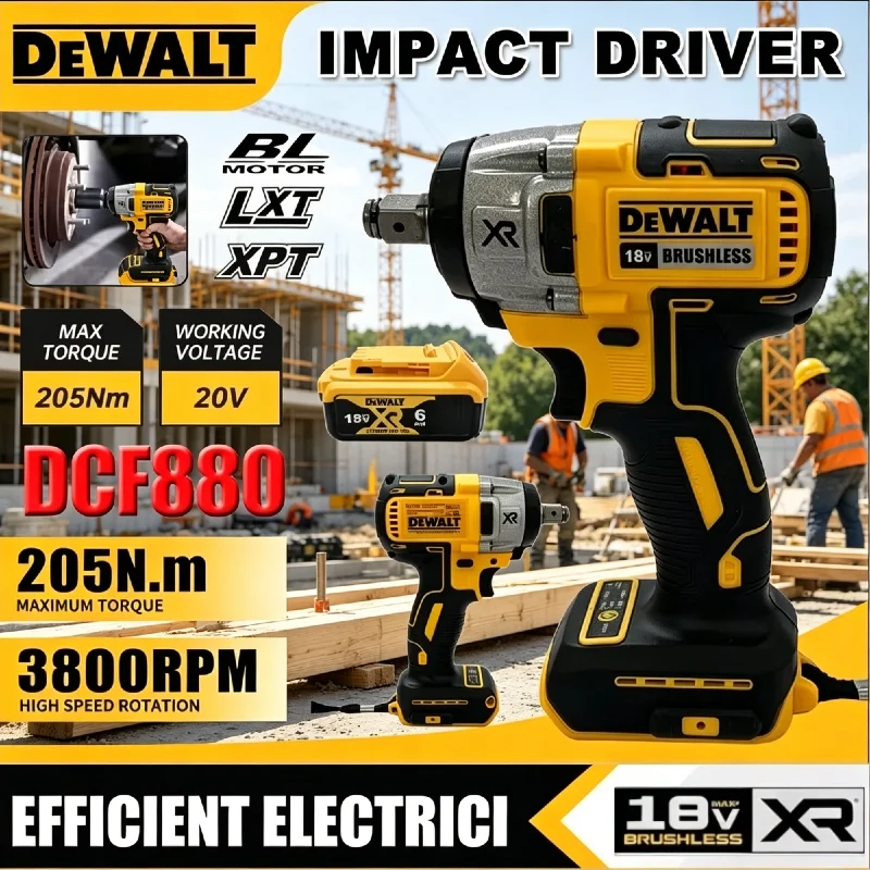 

Аккумуляторный бесщеточный ударный гайковерт DEWALT DCF880 20В, 3250 об/мин, 205 Н·м, с LED-подсветкой, для домашнего использования