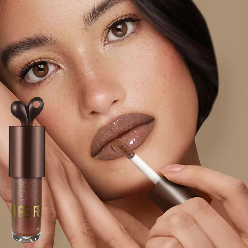 新ウサギハニーリップグロス チョコレートカラー ミラーキーホルダー付き 携帯に便利 長時間保湿 プランプグロス バイナルティックトックコスメ