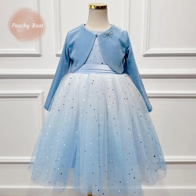 

Платье-пачка принцессы с блестками и звездами для маленьких девочек, тюлевое платье без рукавов с бантом для малышей, одежда для дня рождения, вечеринки, От 1 до 12 лет