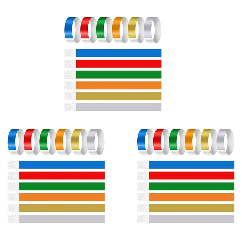 Bracelets d'identification de couleur néon pour événements, papier synthétique, bracelets légers étanches, 1800 pièces