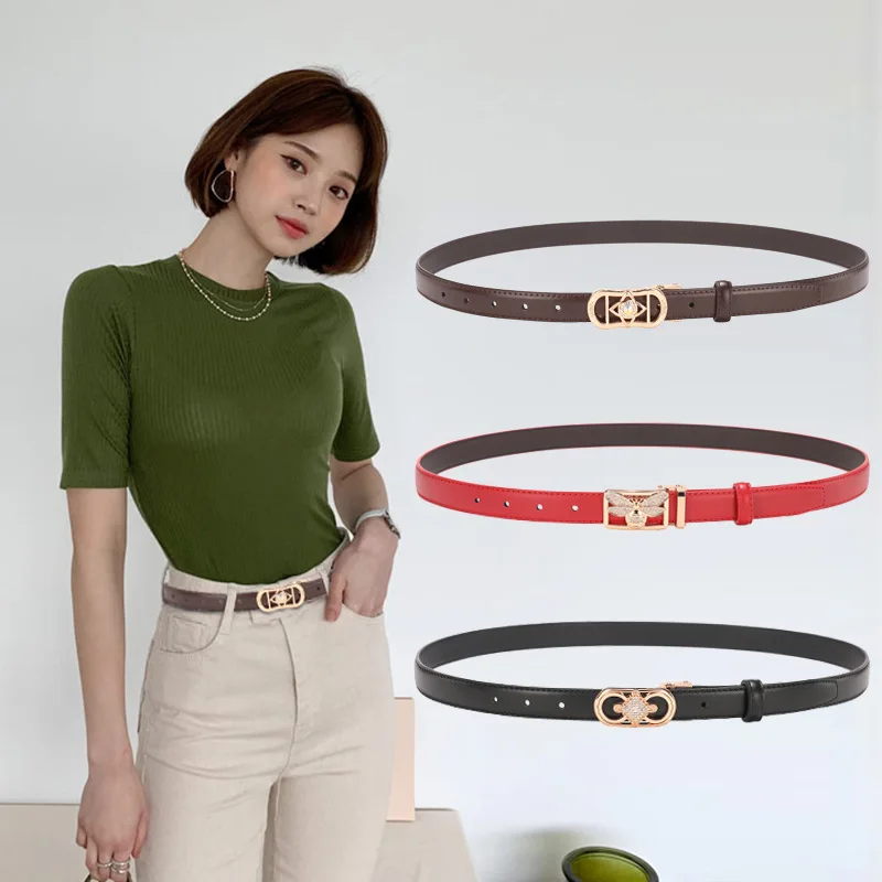 

Women's Versatile Fashion Belt Genuine Leather Suit Decorative Belt Korean INS Style Simple Black Jeans Luxury Belt