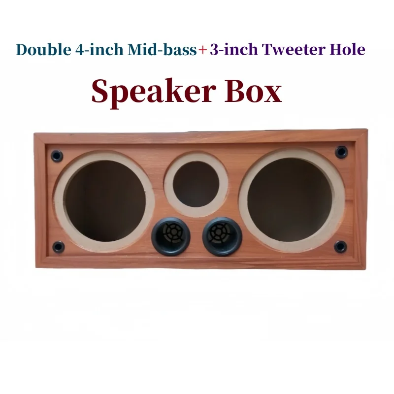 

Double 4-inch Mid bass 3-inch Tweeter Empty Box,Center Empty Speaker Box, DIY Woofer Housing,1Piece Wooden Empty Sound Box