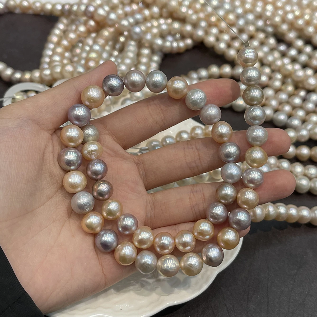 AAA  9–11mm Candy-Colored Pearls Near-round Natural Freshwater Pearls Beads for Jewelry Making DIY Necklaces Bracelets Accessory