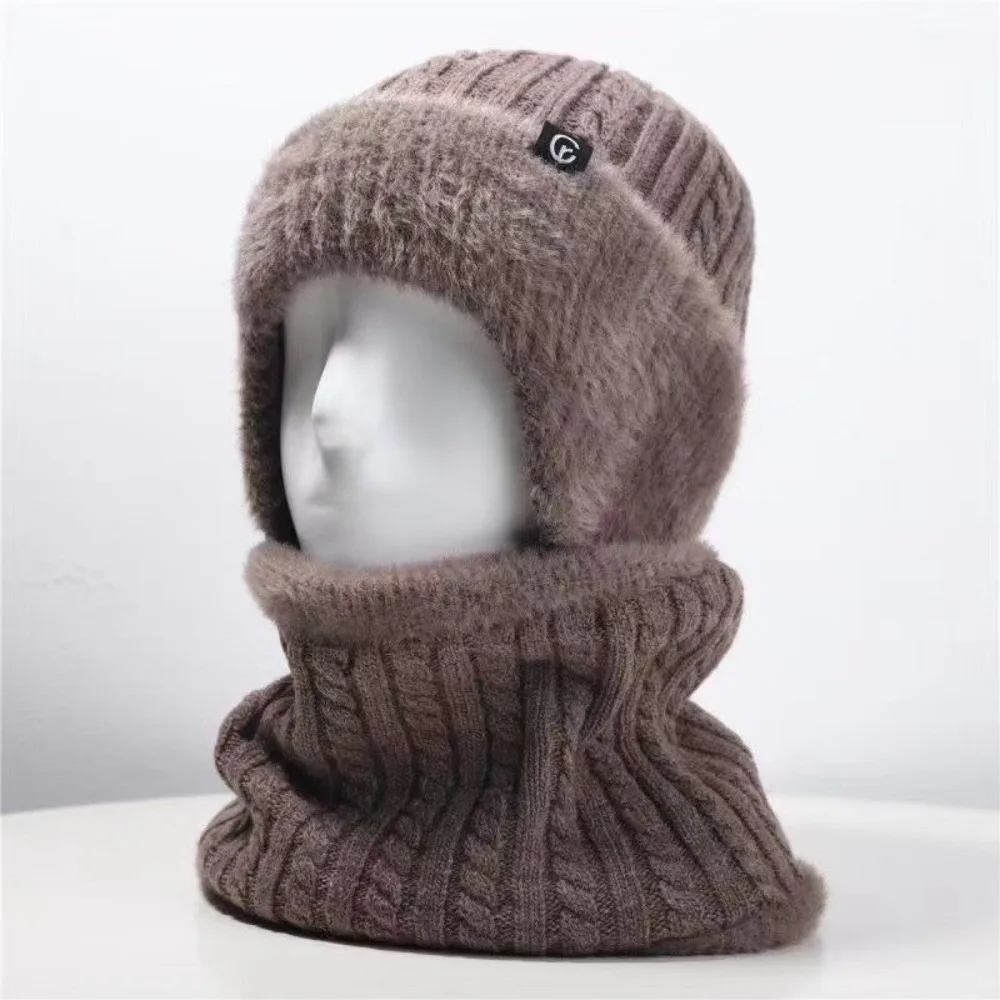 

New Polar Fleece Hat Scarf Set Coldproof Windproof Neck Warmer Warm Pullover Cap Skiing Cycling