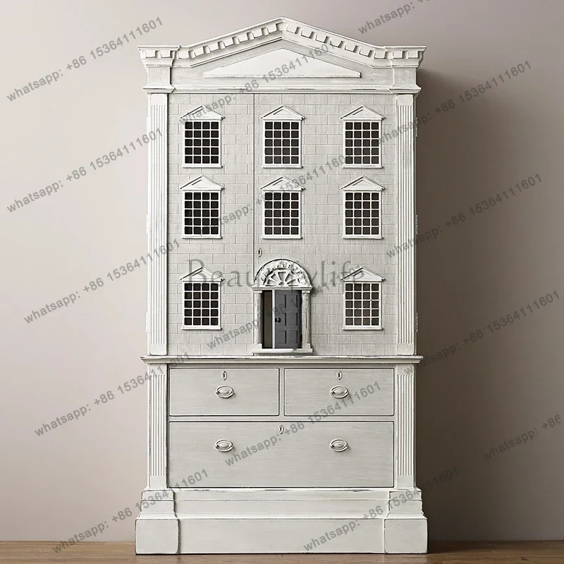 

yj7 French retro solid wood bookcase floor to wall bookshelf household dust locker study reading rack