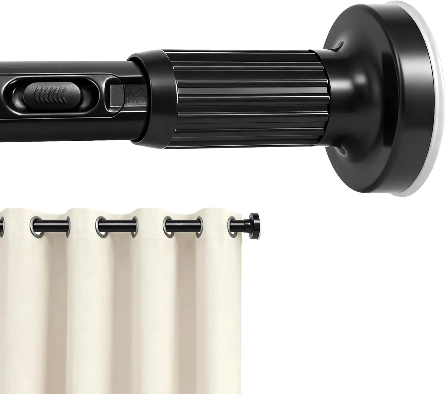 

Усиленный регулируемый карниз для штор, 39-122 дюйма (3.3-10 футов), без сверления, для окон или ванных комнат, черная отделка