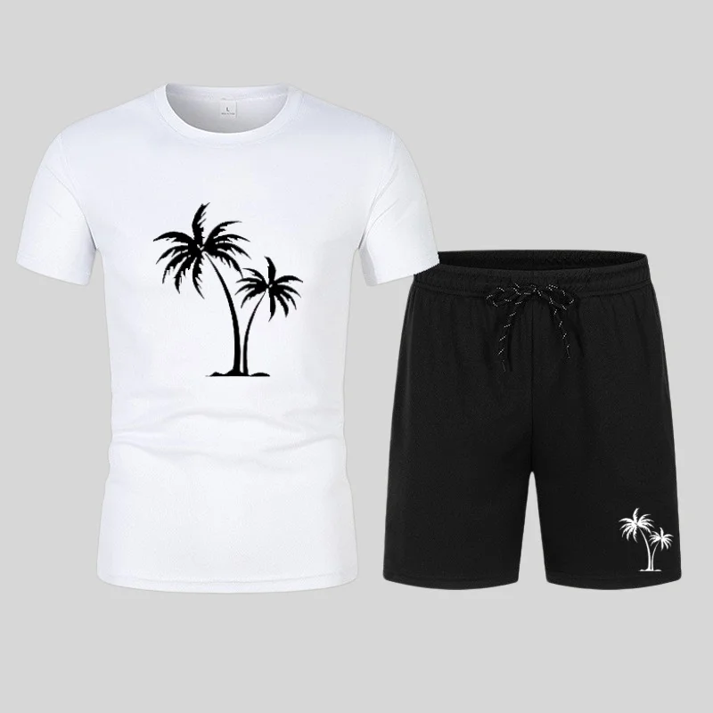 2026 Summer Trend Men's Round-neck Short-sleeved Set, Personalized Letter and Number Printed Round-neck T-shirt and Short-sleeve