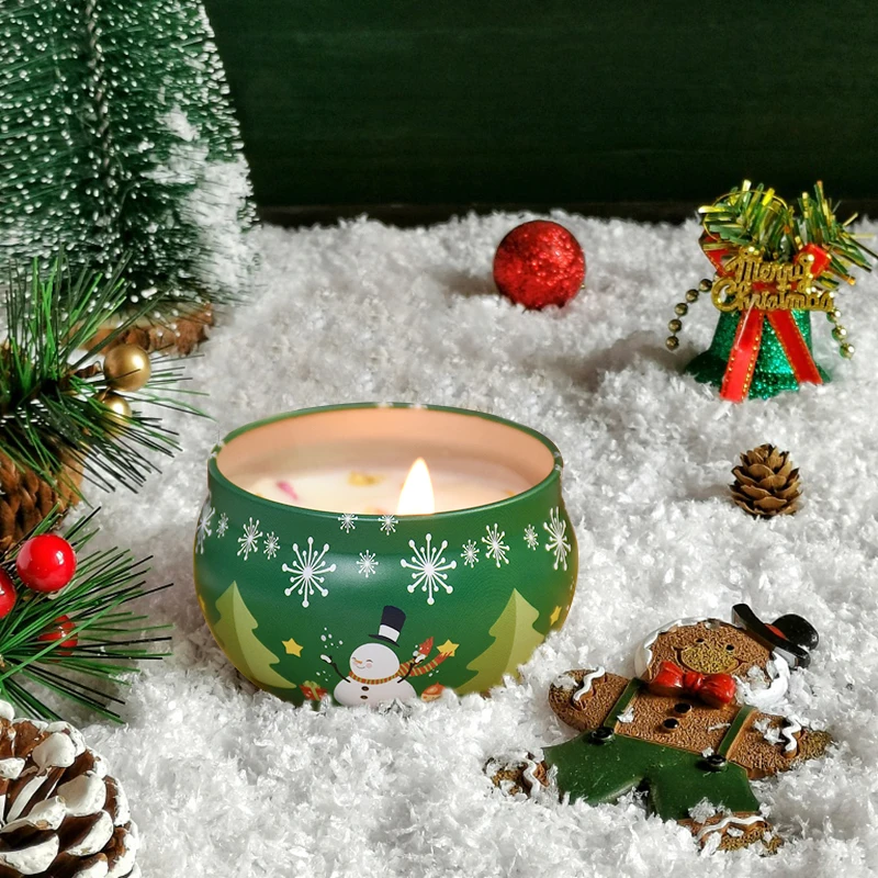 1pc Christmas Scented Candles Jar Vintage Flower Candle Jars Soy Wax Fragrance Candle Wedding Birthday Xmas Party Home Decorting