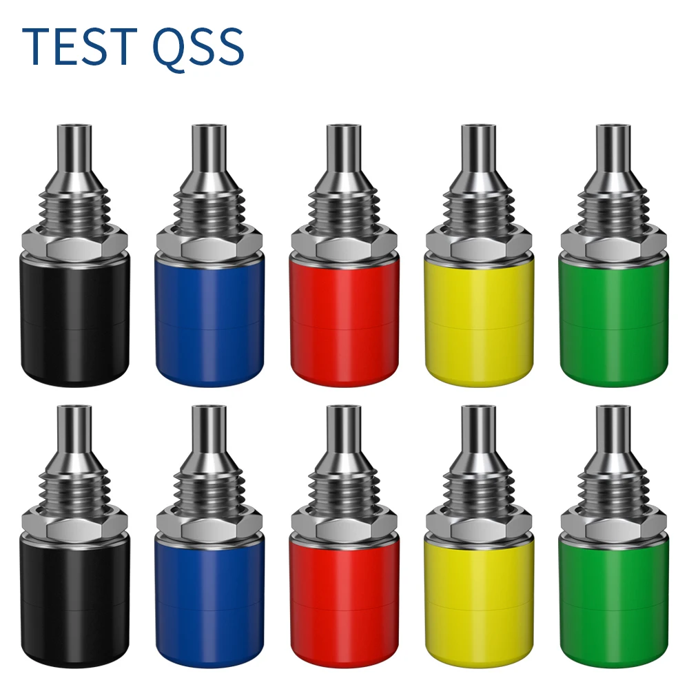 

QSS 10PCS 4MM Banana Socket Binding Post Nut Banana Plug Jack Electrical Connector Terminal Test Hole DIY Parts Q.40010