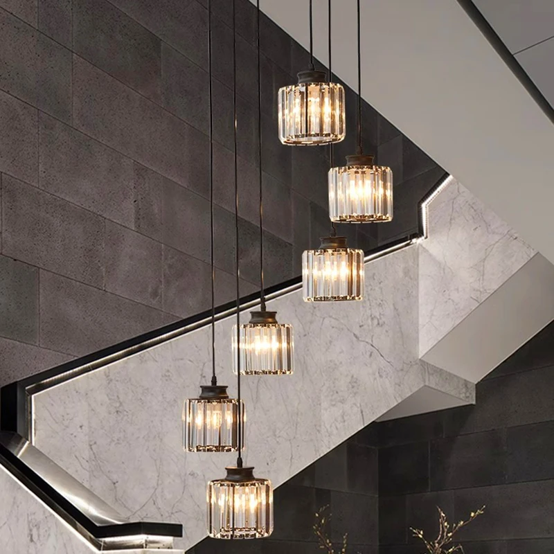 Nordic home decoration, stair chandelier, living room and dining room Pendant lights, ceiling light, indoor lighting crystal