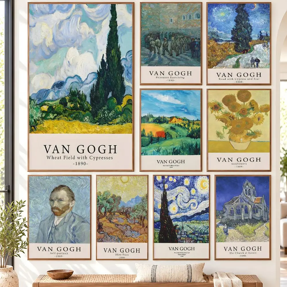 Vincent Van Gogh Oil Paintings Poster Self Adhesive Matte Wall Art Removable Home Room Decoration