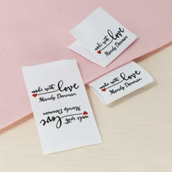 Custom Sewing label, Fold, Custom Clothing Labels - Fabric Name Tags, Logo or Text, Cotton Ribbon, Custom Design (FR074)