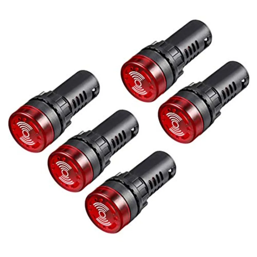 

5Pcs Light with Buzzer AC/DC 12V, 22mm Panel Mount Flashing Alarm, for Electrical Control Panel, HVAC, DIY Projects