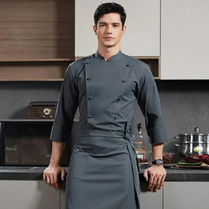 Koksjas met lange mouwen, knopen, heren, dames, keuken, koksjas, foodservice-uniform