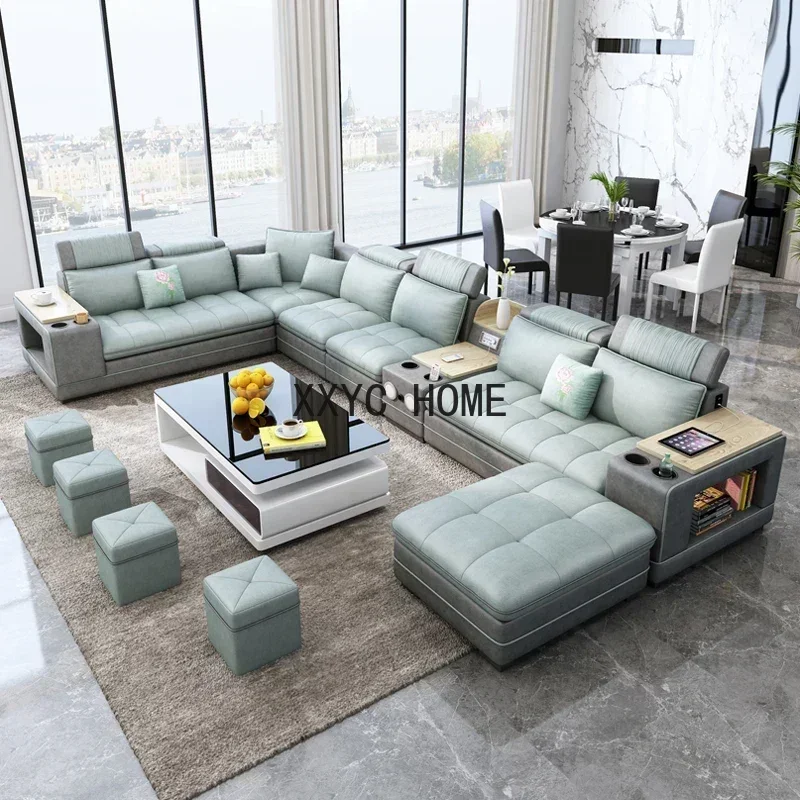 

Fabric Living Room Sofa Sets Big U Shape Corner Cloth Couch Nordic Modern Speaker Sound System Bluetooth Muebles De Sala Ca
