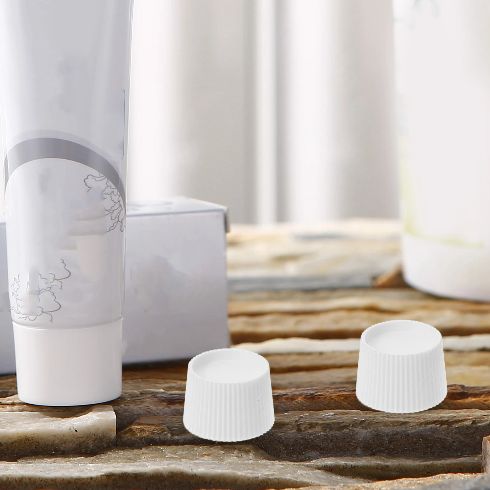 

100pcs Toothpaste Cap Screw- Covers Self-Closing Durable Plastic Easy Install No Mess Stain Resistant Bathroom Organizer