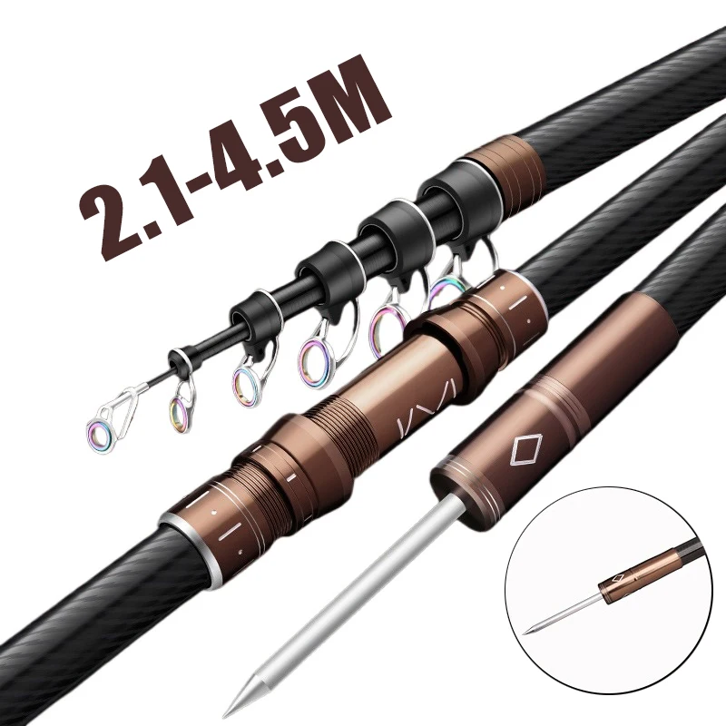 21-45m-サーフキャスティング釣り竿-カーボンスピニング伸縮式釣り竿-ボート-海水-淡水-ビーチ-ロック-ベイトキャスティングロッド
