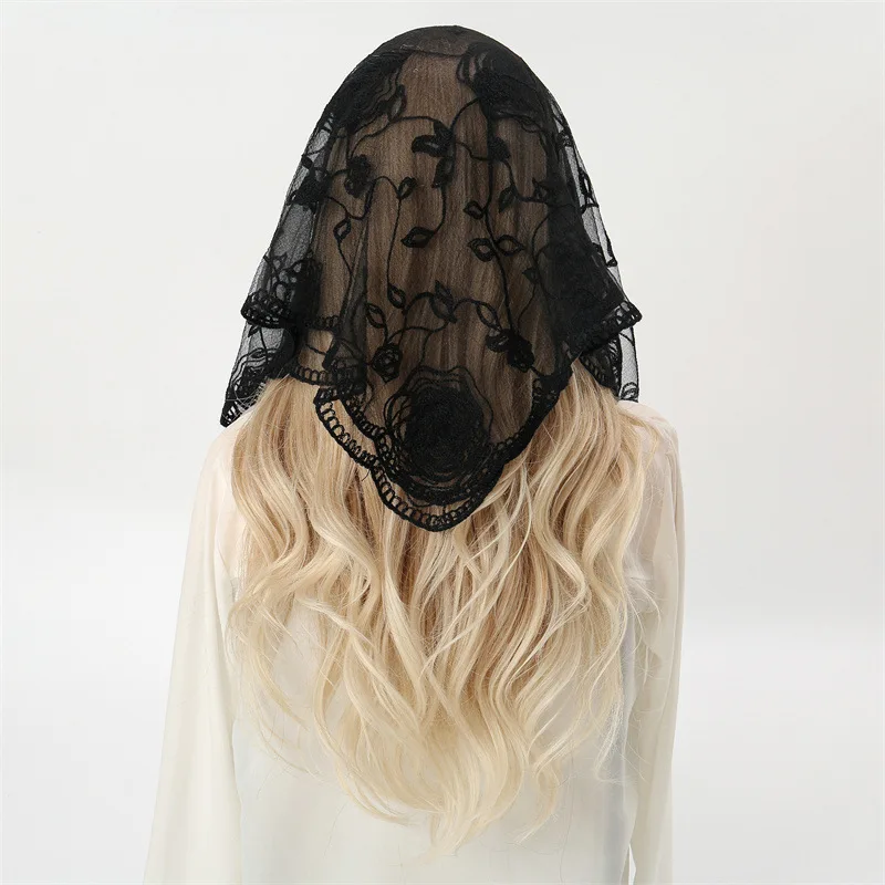 레이스 트림이 있는 헤드스카프, 스카프, 여성용 사각 스카프, 헤어밴드, 다용도 패션 웨딩 헤드스카프, 풀 커버리지, 봄