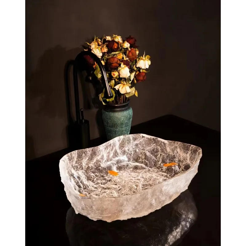 Personalized creative platinum crystal bathroom furniture sink high quality hotel artificial luxury wash basin