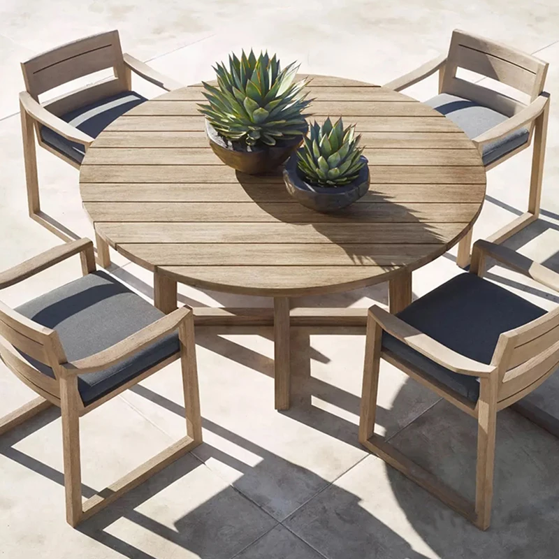 

# Modern Teak Outdoor Dining Set with Eco-Friendly & Durable Sofa for Garden Courtyard Apartment