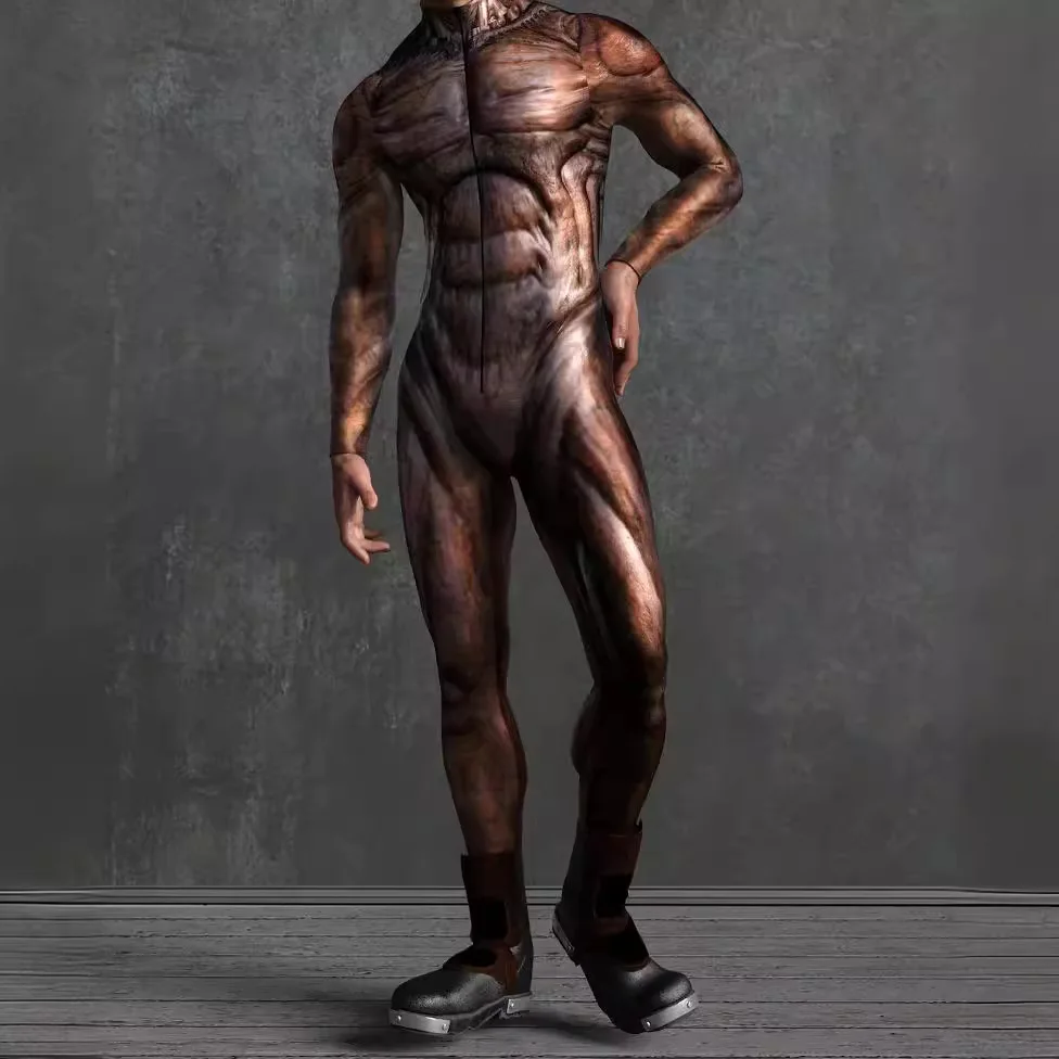 

Men Horror Muscle Zombie Cosplay Jumpsuit Halloween Adult Bodysuit Masquerade Theme Party Rave Catsuit Festival Morphsuits