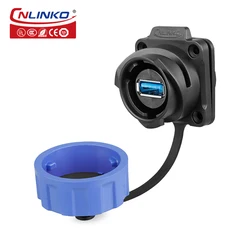 CNLINKO YM24 USB Female Socket Panel Mount Adapter USB 3.0 Waterproof Connector IP67 Charging Data Sync PC Camera Connector