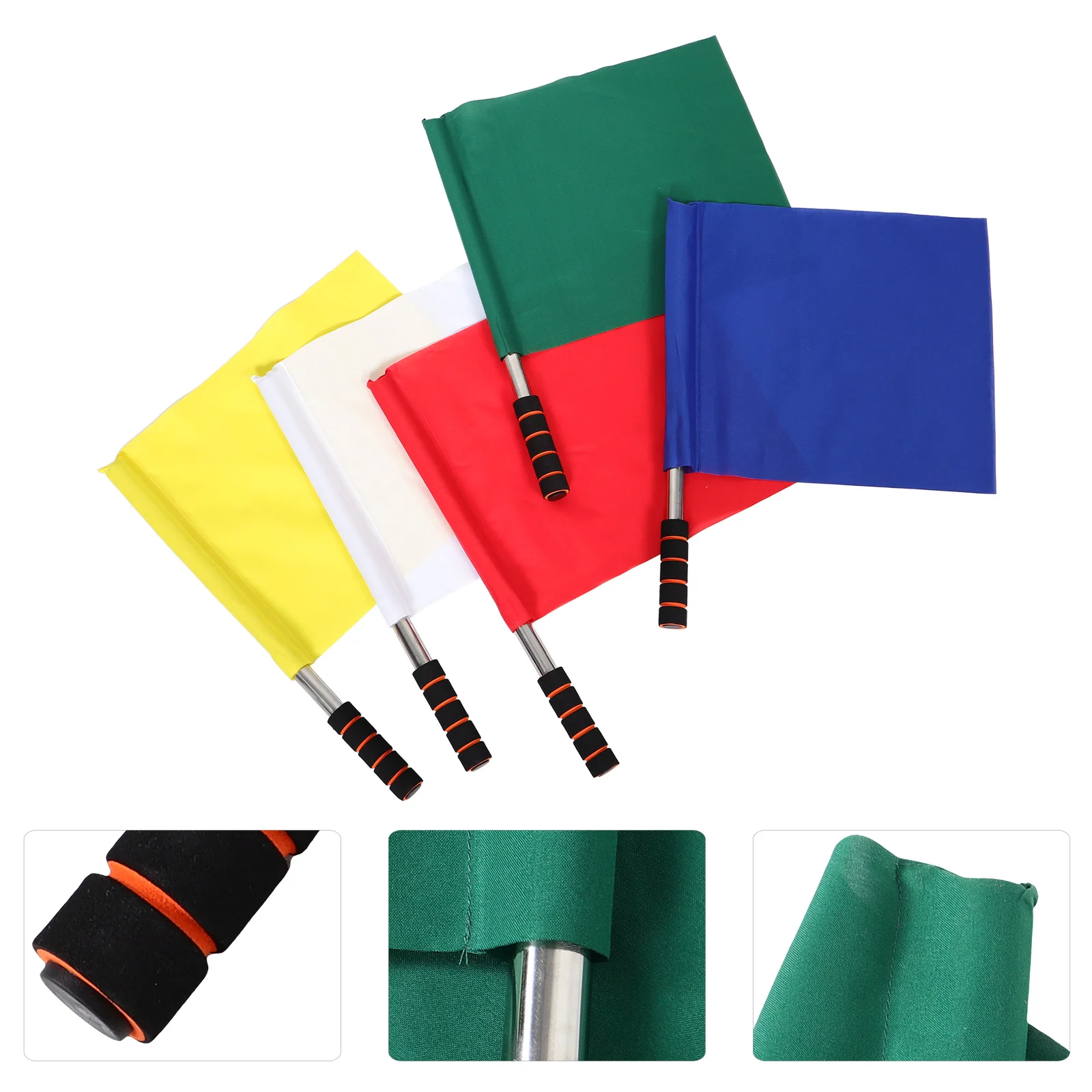 

5pcs Flags For Referee Stainless Steel Pole Durable Pongee Fabric Bright Color Match Racing Competition Signaling Tool