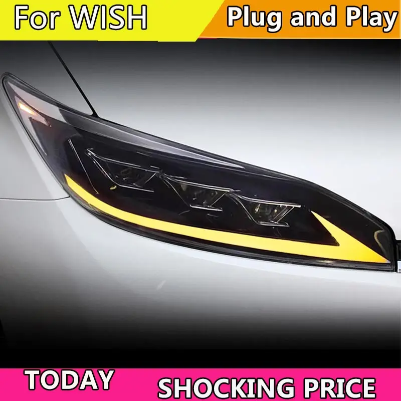 Car Styling for Toyota Wish Head Lamp 2009-2015 Wish Headlight DRL Turn Signal Low High Beam Projector Lens