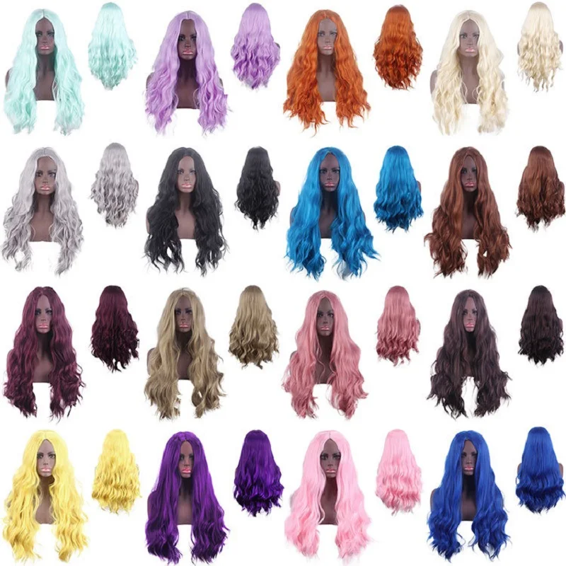

European and American new style middle-parted corn-wave wig, versatile, multi-colored, small curly hair Synthetic fiber wig